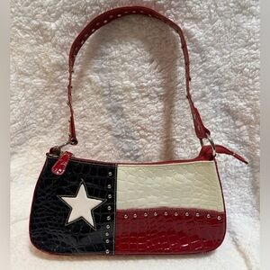 Country Road Red, White & Blue Croc Embossed Texas Star Accent Women's Hobo Bag